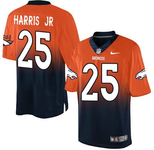 Nike Broncos #25 Chris Harris Jr Orange/Navy Blue Stitched NFL Elite Fadeaway Fashion Jersey