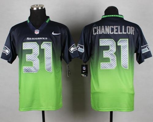 Nike Seahawks #31 Kam Chancellor Steel Blue/Green Stitched NFL Elite Fadeaway Fashion Jersey