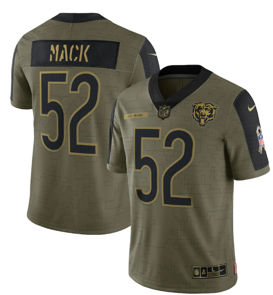Olive Chicago Bears #52 Khalil Mack 2021 Salute To Service Limited Stitched Jersey - CBJ196