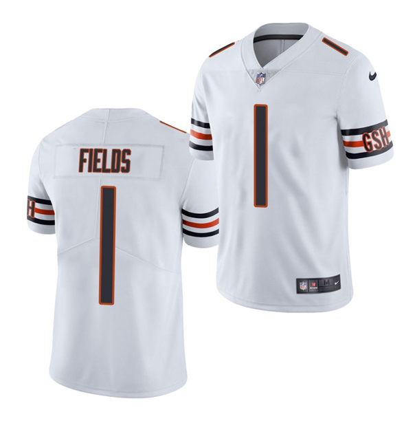 White Chicago Bears #1 Justin Fields 2021 NFL Draft  Vapor untouchable Limited Stitched Jersey - CBJ512