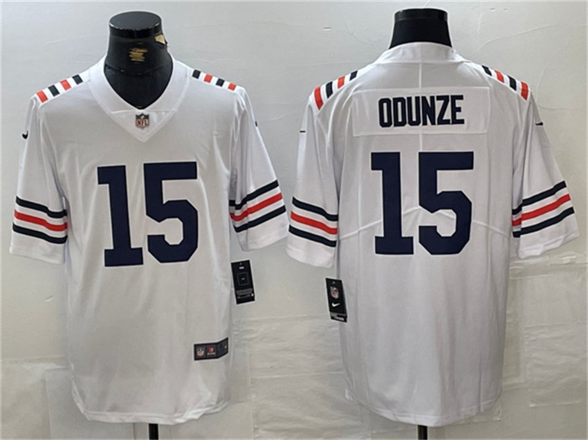 White Chicago Bears #15 Rome Odunze 2024 Draft Vapor Stitched Football Jersey - CBJ319