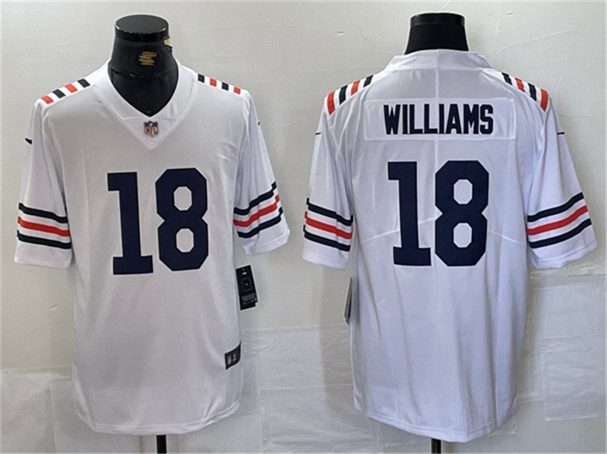 White Chicago Bears #18 Caleb Williams 2024 Draft Vapor Stitched Football Jersey - CBJ83