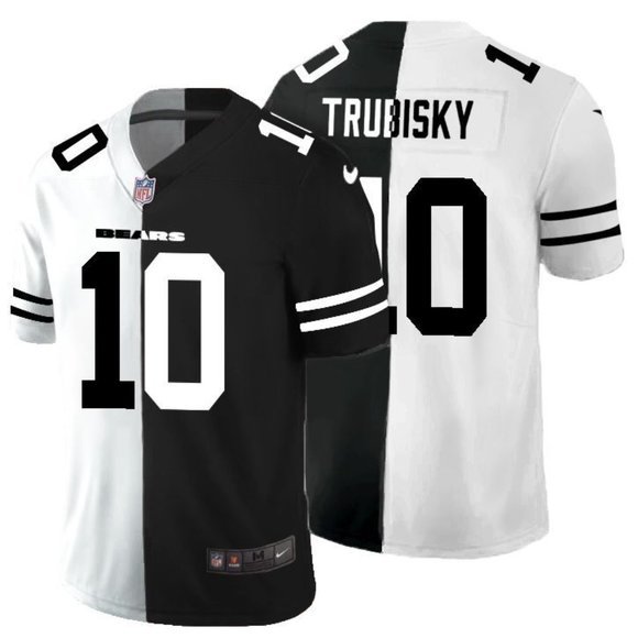 Chicago Bears Black & White Split #10 Mitchell Trubisky Limited Stitched Jersey - CBJ260