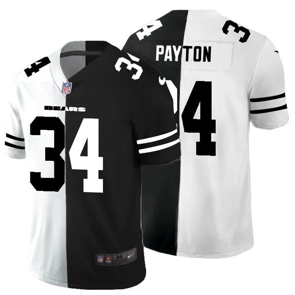 Chicago Bears Black & White Split #34 Walter Payton Limited Stitched Jersey - CBJ519