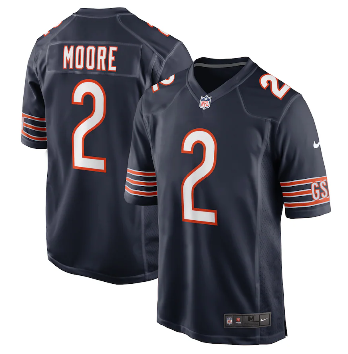 Navy Chicago Bears #2 D.J. Moore Stitched Game Jersey - CBJ101