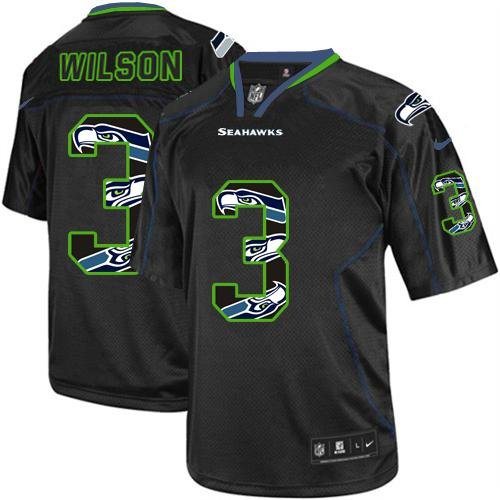 Nike Seahawks #3 Russell Wilson New Lights Out Black Stitched NFL Elite Jersey