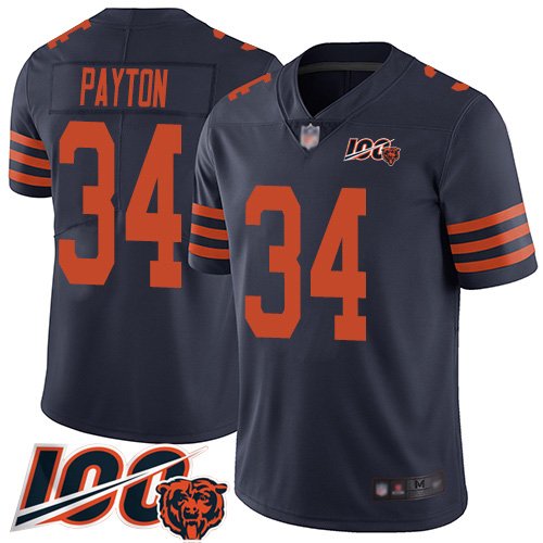 Nike Bears #34 Walter Payton Navy Blue Alternate Stitched NFL 100th Season Vapor Limited Jersey - CBJ511