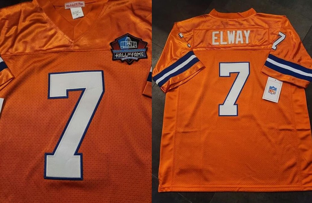 Orange Denver Broncos #7 John Elway Hall of Fame Patch Stitched Football Jersey