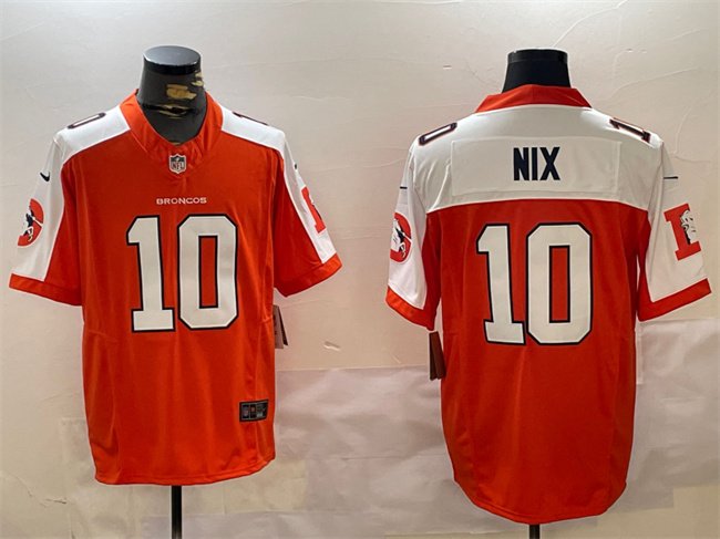 Orange Denver Broncos #10 Bo Nix 2024 F.U.S.E. Throwback Vapor Limited Alternate Stitched Football Jersey
