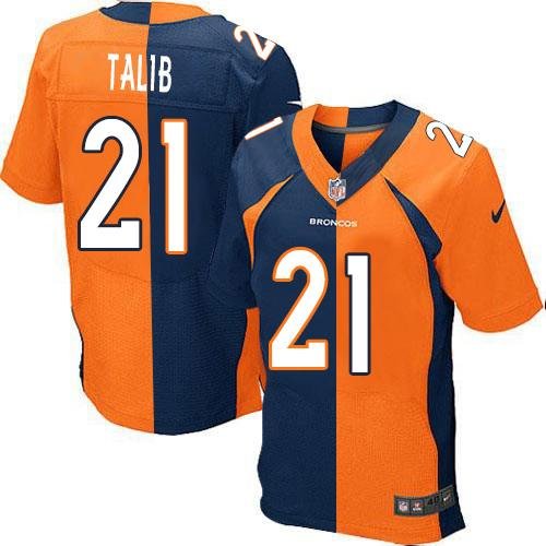 Nike Broncos #21 Aqib Talib Orange/Navy Blue Stitched NFL Elite Split Jersey