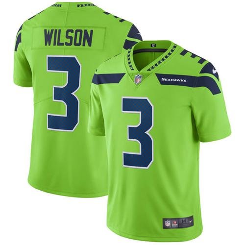 Nike Seahawks #3 Russell Wilson Green Stitched NFL Limited Rush Jersey