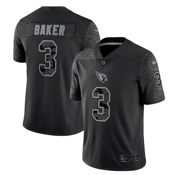 Black Arizona Cardinals #3 Budda Baker Reflective Limited Stitched Football Jersey - ACJ75