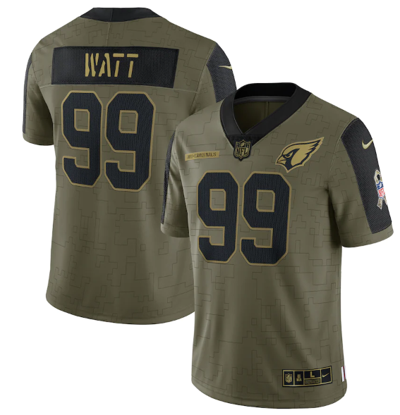Olive Arizona Cardinals #99 J.J. Watt 2021  Salute To Service Limited Stitched Jersey - ACJ330