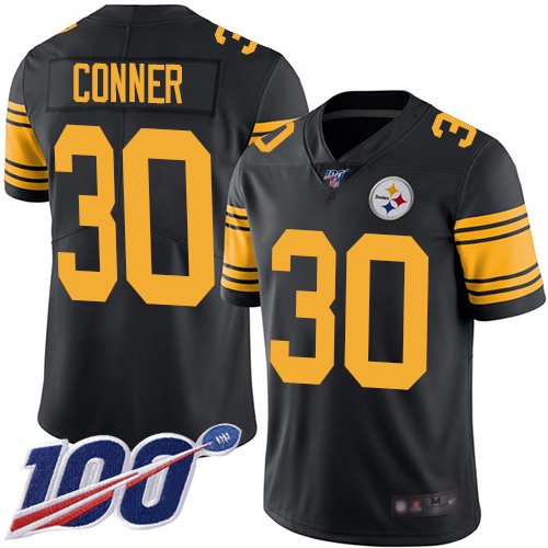Nike Steelers #30 James Conner Black Stitched NFL Limited Rush 100th Season Jersey - PSJ662