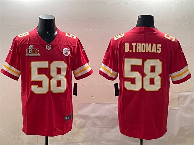 Red Kansas City Chiefs #58 Derrick Thomas 2025 Super Bowl LIX Patch Vapor Untouchable Limited Stitched Football Jersey - KCJ44