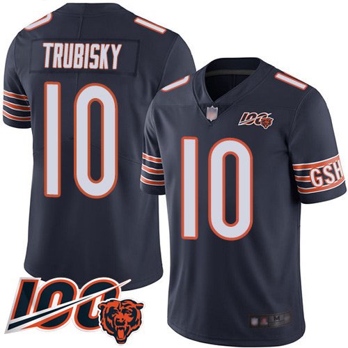 Nike Bears #10 Mitchell Trubisky Navy Blue Team Color Stitched NFL 100th Season Vapor Limited Jersey - CBJ457