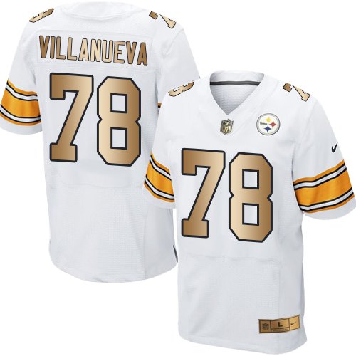 Nike Steelers #78 Alejandro Villanueva White Stitched NFL Elite Gold Jersey - PSJ65