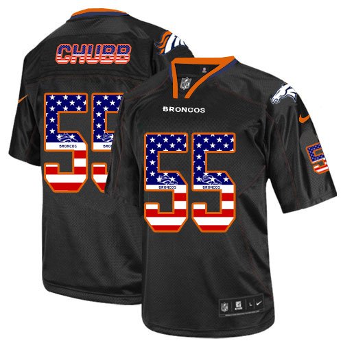 Nike Broncos #55 Bradley Chubb Black Stitched NFL Elite USA Flag Fashion Jersey