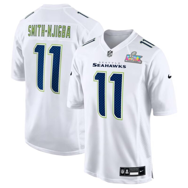 Seattle Seahawks #11 Jaxon Smith-Njigba White Super Bowl LX Patch Tundra Fashion Game Jersey - SSR648