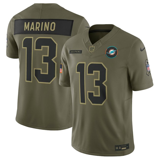 Olive Miami Dolphins #13 Dan Marino 2025 F.U.S.E Salute to Service Limited Stitched Football Jersey - MDR38