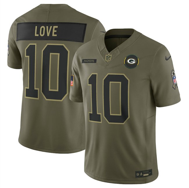 Olive Green Bay Packers #10 Jordan Love 2025 F.U.S.E Salute to Service Limited Stitched Football Jersey - GBJ177