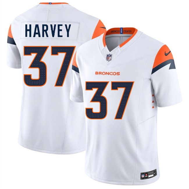 White Denver Broncos #37 RJ Harvey 2025 Draft F.U.S.E. Vapor Limited Stitched Football Jersey