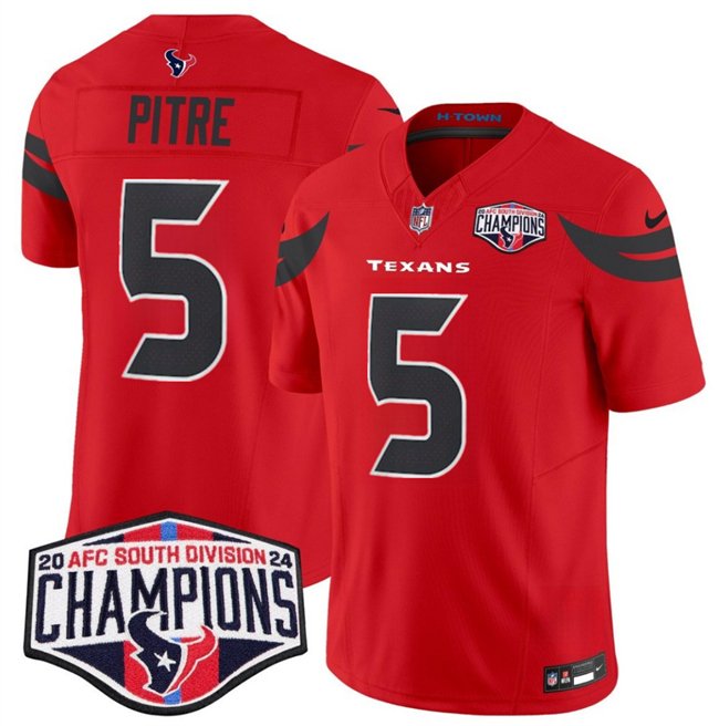 Red Houston Texans #5 Jalen Pitre F.U.S.E. 2024 AFC South Division Champions Vapor Limited Stitched Football Jersey - HTJ370