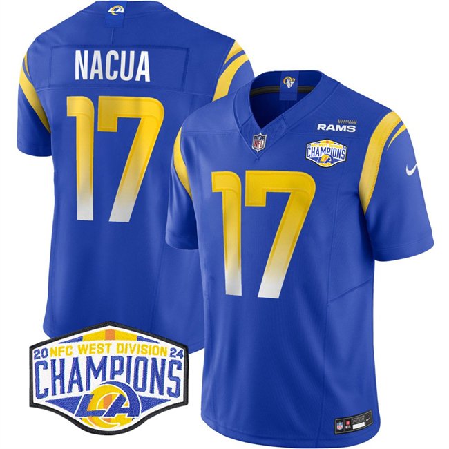 Blue Los Angeles Rams #17 Puka Nacua 2024 NFC West Champions F.U.S.E. Vapor Untouchable Stitched Football Jersey - LAR410