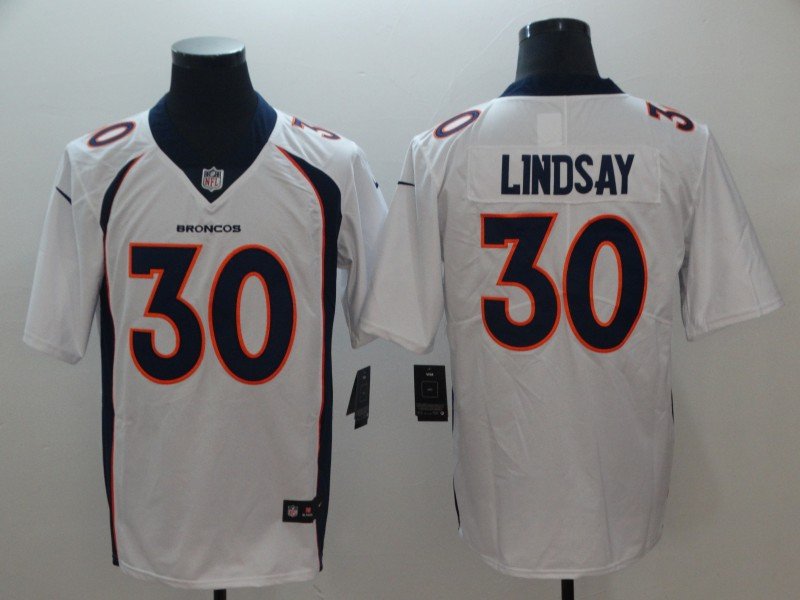 Denver Broncos #30 Phillip Lindsay White Vapor Untouchable Limited Stitched NFL Jersey