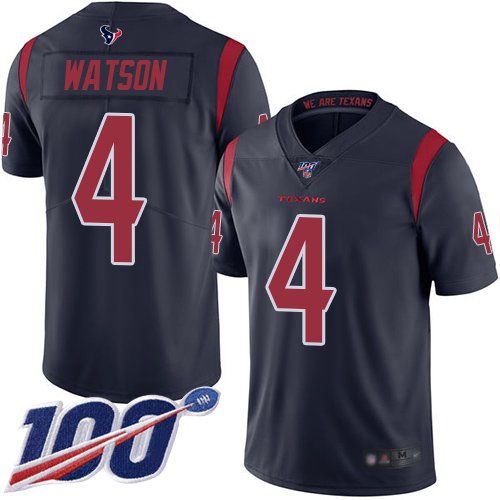 Nike Texans #4 Deshaun Watson Navy Blue Stitched NFL Limited Rush 100th Season Jersey - HTJ05