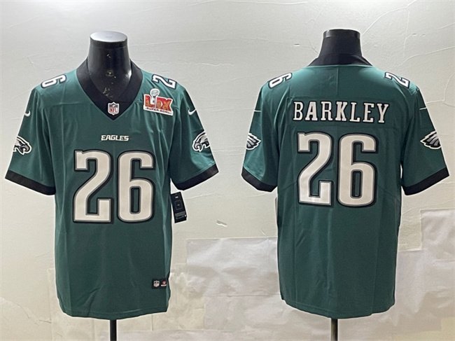 Green Philadelphia Eagles #26 Saquon Barkley 2025 Super Bowl LIX Patch New Vapor Untouchable Limited Stitched Football Jersey - PEL186