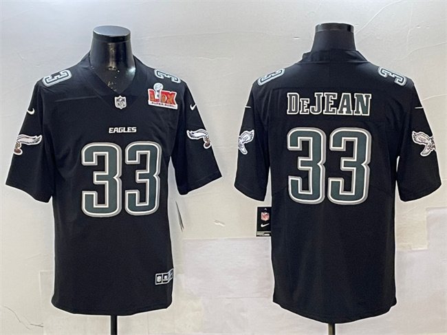 Black Philadelphia Eagles #33 Cooper DeJean 2025 Super Bowl LIX Patch Fashion New Vapor Untouchable Limited Stitched Football Jersey - PEL07