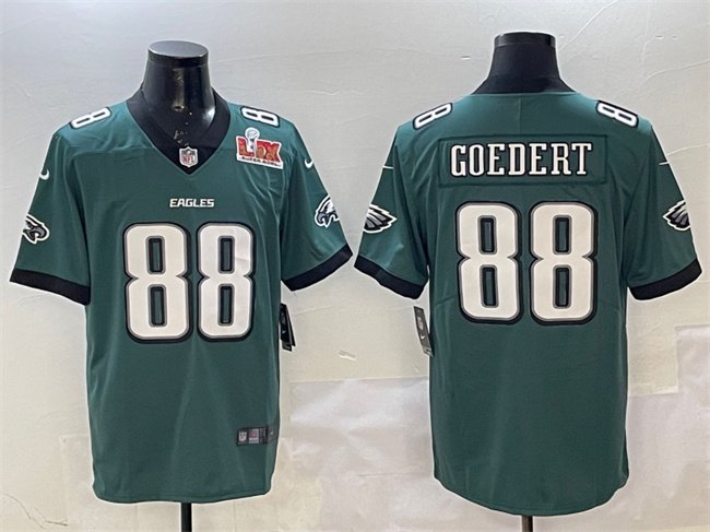 Green Philadelphia Eagles #88 Dallas Goedert 2025 Super Bowl LIX Patch New Vapor Untouchable Limited Stitched Football Jersey - PEL219