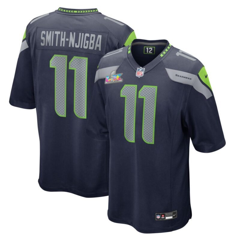 Seattle Seahawks #11 Jaxon Smith-Njigba College Navy Super Bowl LX Patch Game Jersey - SSR640
