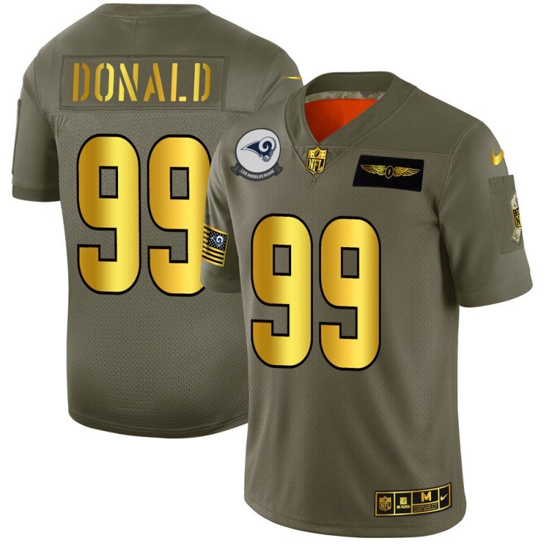 Los Angeles Rams #99 Aaron Donald NFL Nike Olive Gold 2019 Salute to Service Limited Jersey - LAR51