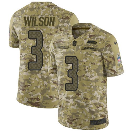 Nike Seahawks #3 Russell Wilson Camo Stitched NFL Limited 2018 Salute To Service Jersey