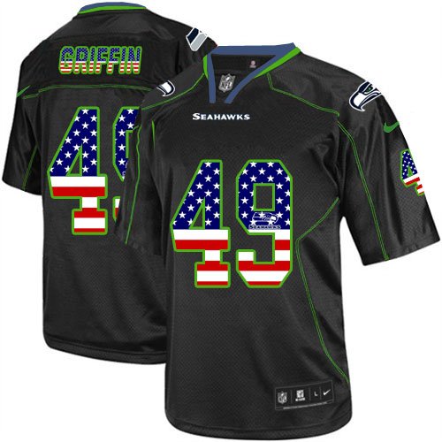 Nike Seahawks #49 Shaquem Griffin Black Stitched NFL Elite USA Flag Fashion Jersey