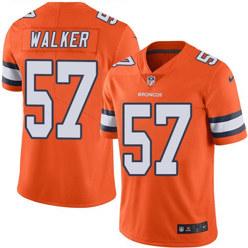 Nike Broncos #57 Demarcus Walker Orange Stitched NFL Limited Rush Jersey