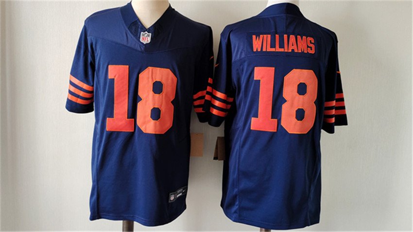 Navy Chicago Bears #18 Caleb Williams 2024 Draft Color Rush F.U.S.E. Vapor Stitched Football Jersey - CBJ642