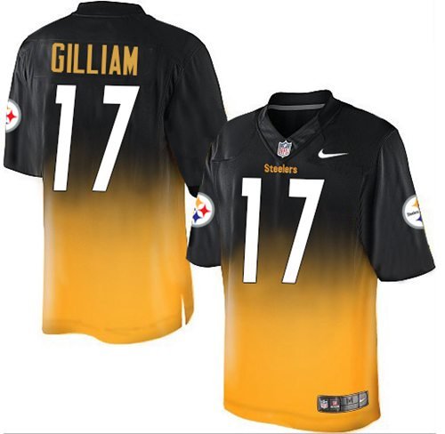 Nike Steelers #17 Joe Gilliam Black/Gold Stitched NFL Elite Fadeaway Fashion Jersey - PSJ79