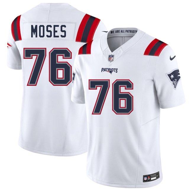 White New England Patriots #76 Morgan Moses 2025 F.U.S.E. Vapor Limited Stitched Football Jersey - NEP24