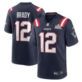 New England Patriots #12 Tom Brady Navy Super Bowl LX Patch Game Jersey - NEP106
