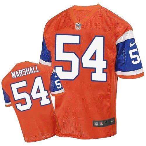 Nike Broncos #54 Brandon Marshall Orange Throwback Stitched NFL Elite Jersey