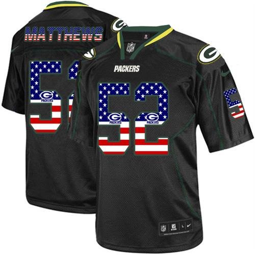Nike Packers #52 Clay Matthews Black Stitched NFL Elite USA Flag Fashion Jersey - GBJ175