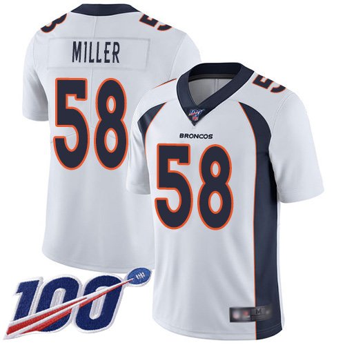 Nike Broncos #58 Von Miller White Stitched NFL 100th Season Vapor Limited Jersey