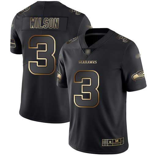 Nike Seahawks #3 Russell Wilson Black/Gold Stitched NFL Vapor Untouchable Limited Jersey