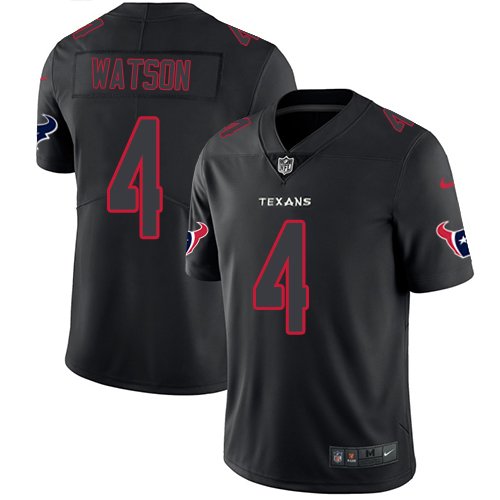 Nike Texans #4 Deshaun Watson Black Stitched NFL Limited Rush Impact Jersey - HTJ95