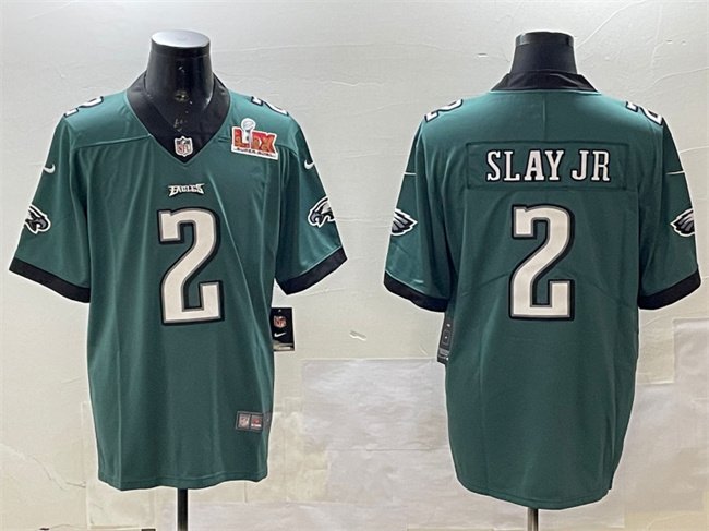Green Philadelphia Eagles #2 Darius Slay Jr. 2025 Super Bowl LIX Patch Vapor Untouchable Limited Stitched Football Jersey - PEL187