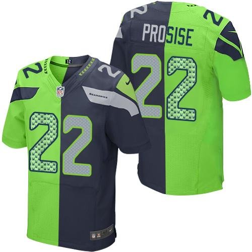 Nike Seahawks #22 C. J. Prosise Steel Blue/Green Stitched NFL Elite Split Jersey