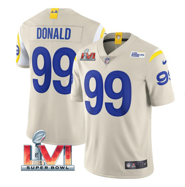 Bone Los Angeles Rams #99 Aaron Donald 2022 Super Bowl LVI Vapor Limited Stitched Jersey - LAR25